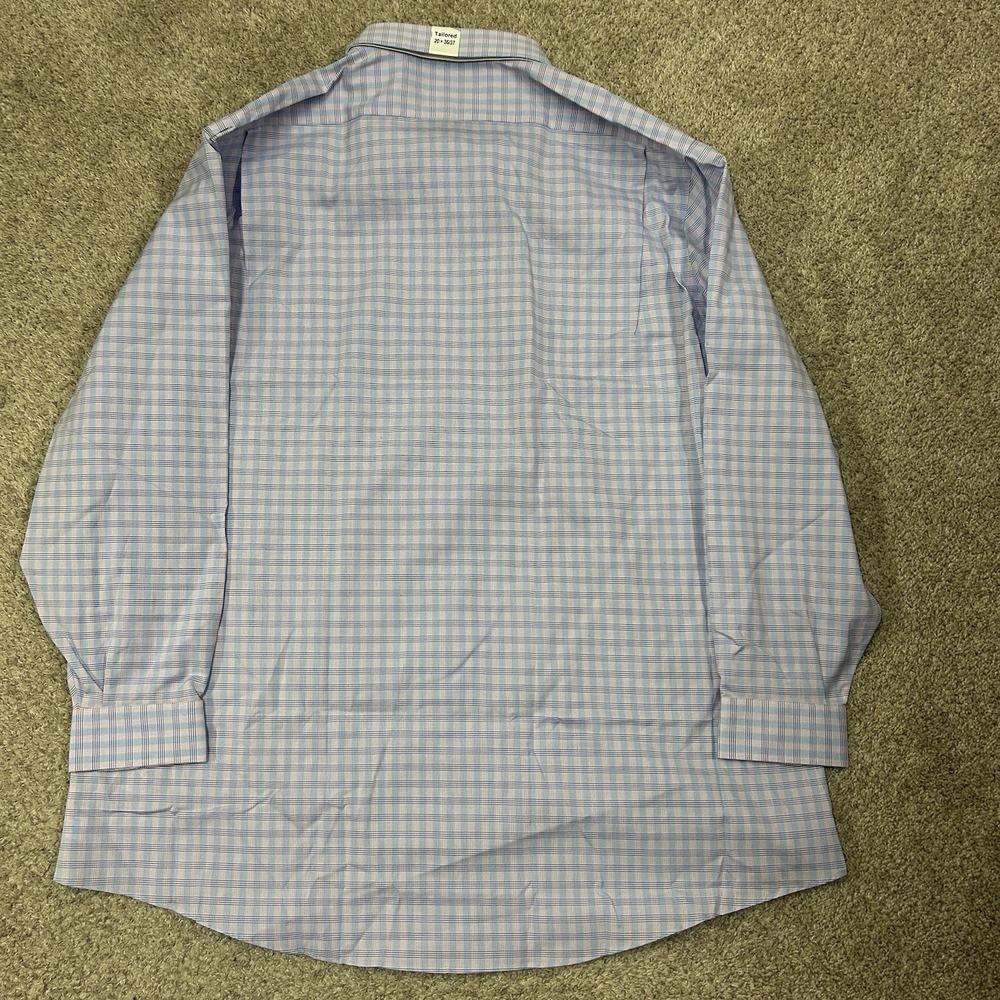 Kirkland Dress Shirt Mens 20 36/37 Tailored Fit Blue Pink Long Sleeve New - Picture 3 of 9